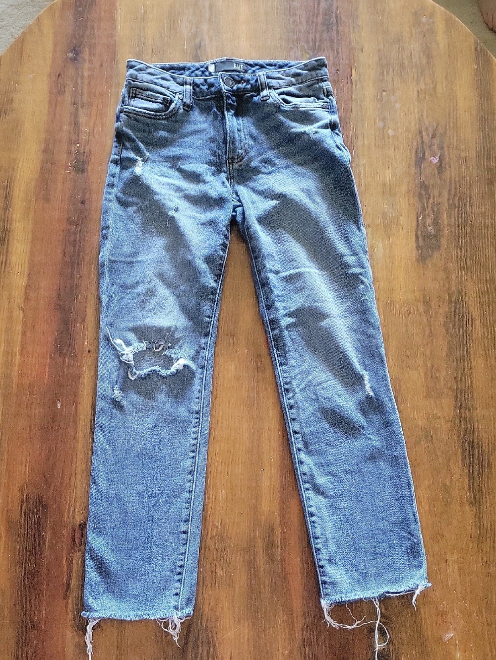 Kut from the Kloth Distressed Reese Ankle Straight Leg Jeans